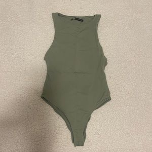 Zara solid tank bodysuit - olive green